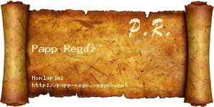 Papp Regő névjegykártya