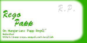 rego papp business card